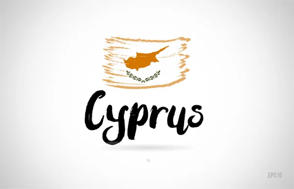 Kıbrıs Ülke Bayrağı Konseptiyle Grunge Tasarım Logo Simge Tasarımı Için — Stok Vektör