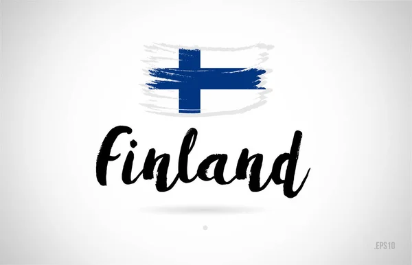 Concept Drapeau Pays Finlandais Avec Design Grunge Adapté Design Icône — Image vectorielle