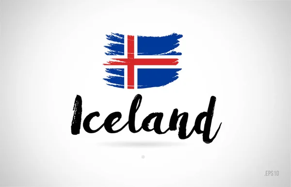 Iceland Concept Drapeau Pays Avec Design Grunge Adapté Logo Icône — Image vectorielle
