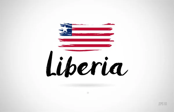 Liberya Ülke Bayrağı Konseptiyle Grunge Tasarım Logo Simge Tasarımı Için — Stok Vektör