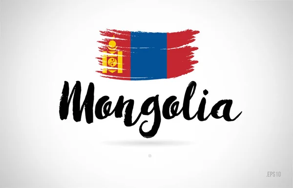Concepto Bandera País Mongolia Con Diseño Grunge Adecuado Para Diseño — Vector de stock