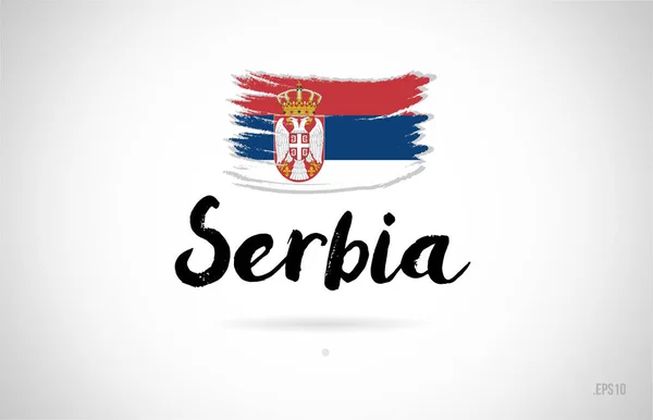 Konsep Country Flag Serbia Dengan Desain Grunge Cocok Untuk Desain - Stok Vektor