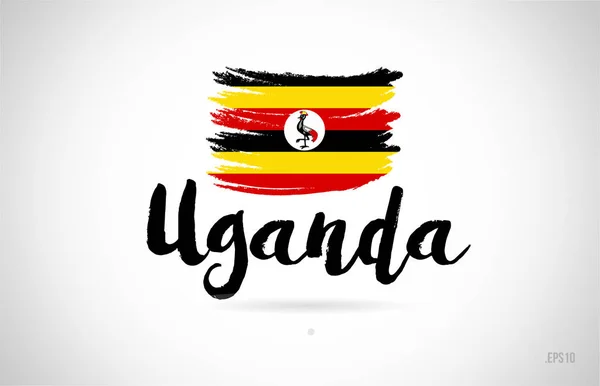 Uganda Country Flag Concept Con Grunge Design Adatto Logo Icona — Vettoriale Stock