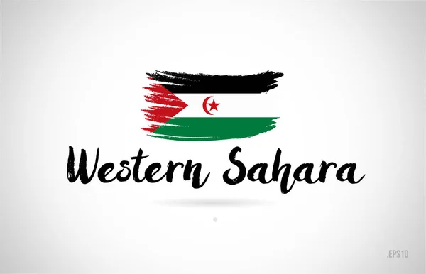 Concept Drapeau Pays Sahara Occidental Avec Design Grunge Adapté Logo — Image vectorielle