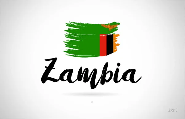 Zambia Country Flag Concept Con Grunge Design Adatto Logo Icona — Vettoriale Stock