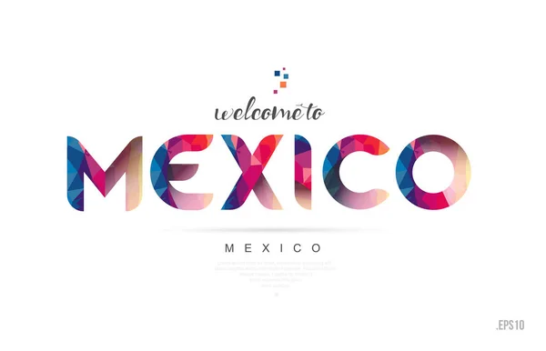 メキシコ メキシコ シティへようこそカラフルな虹色とタイポグラフィのアイコン デザインのカードとレター デザイン — ストックベクタ