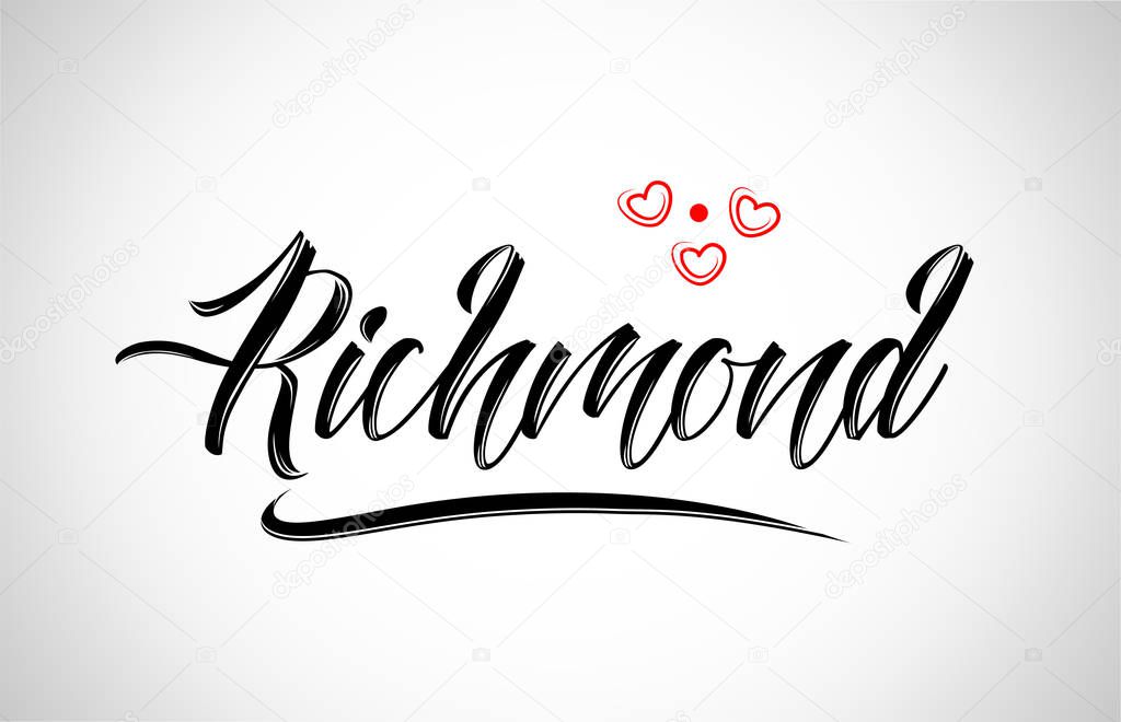 Richmond city text design with red heart typographic icon design suitable for touristic promotion