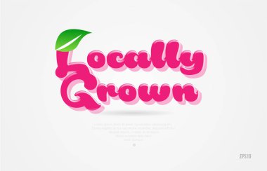 Beyaz arka planda kart simgesini broşür veya tipografi logo tasarımı için uygun bir yaprak yeşil ve pembe renkli yerel olarak yetiştirilen 3d kelime