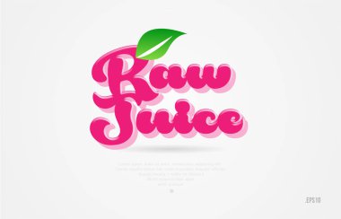 Beyaz arka planda kart simgesini broşür veya tipografi logo tasarımı için uygun bir yaprak yeşil ve pembe renkli ham suyu 3d kelime