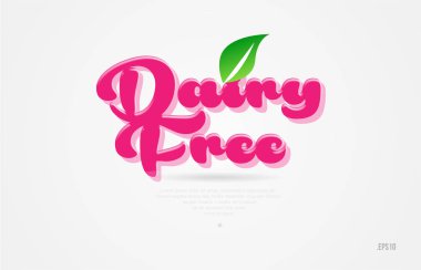 süt ücretsiz 3d word ile bir yaprak yeşil ve pembe renk beyaz arka planda kart simgesini broşür veya tipografi logo tasarımı için uygun