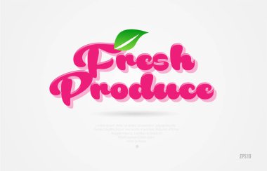 Beyaz arka planda kart simgesini broşür veya tipografi logo tasarımı için uygun bir yaprak yeşil ve pembe renkli taze ürünlerle 3d kelime