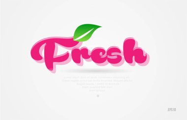 Beyaz arka planda kart simgesini broşür veya tipografi logo tasarımı için uygun bir yaprak yeşil ve pembe renkli taze 3d kelime