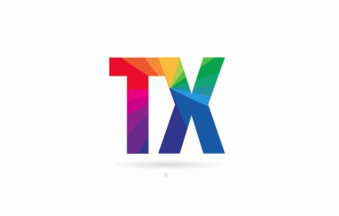 Alfabe harf tx t logo kombinasyon tasarım gökkuşağı renkli bir şirket ya da iş için uygun x