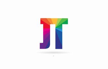 Alfabe harf jt j t logo kombinasyon tasarım gökkuşağı renkli bir şirket ya da iş için uygun