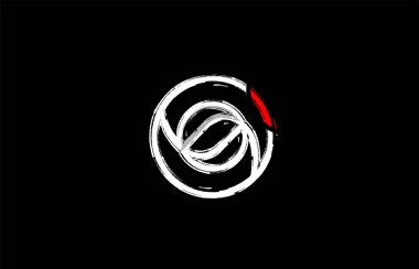 Grunge alfabe beyaz kırmızı ve siyah renklerde bir şirket ya da iş için uygun sıfır logo tasarım 0 numara
