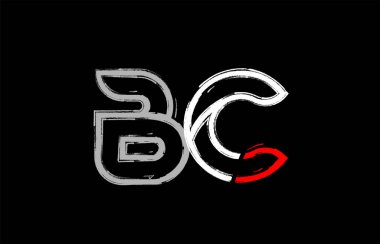 Grunge Alfabe harf kombinasyonu m.ö. b c logo tasarımı beyaz kırmızı ve siyah bir şirket ya da iş için uygun renkler