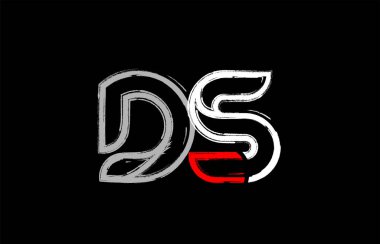 grunge Alfabe harf kombinasyonu ds d s logo tasarımı beyaz kırmızı ve siyah bir şirket ya da iş için uygun renkler
