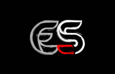 Grunge Alfabe harf kombinasyonu es e s logo tasarımı beyaz kırmızı ve siyah renklerde bir şirket ya da iş için uygun