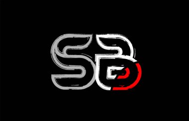 Grunge Alfabe harf kombinasyonu sb s b logo tasarımı beyaz kırmızı ve siyah renklerde bir şirket ya da iş için uygun