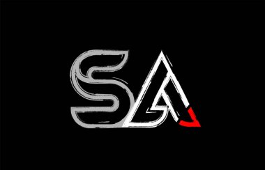 Grunge Alfabe harf kombinasyonu sa s beyaz kırmızı ve siyah renklerde bir şirket ya da iş için uygun bir logo tasarımı