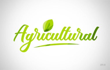 tarım yeşil yaprak kelime beyaz arka planda kart simgesini veya tipografi logo tasarımı için uygun