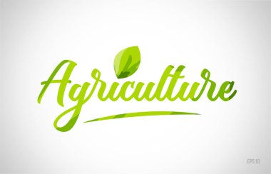 tarım yeşil yaprak kelime beyaz arka planda kart simgesini veya tipografi logo tasarımı için uygun