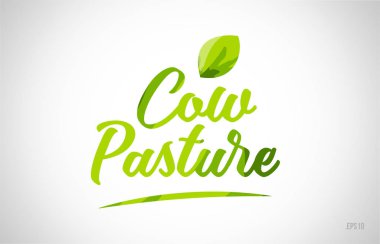 inek mera yeşil yaprak kelime beyaz arka planda kart simgesini veya tipografi logo tasarımı için uygun