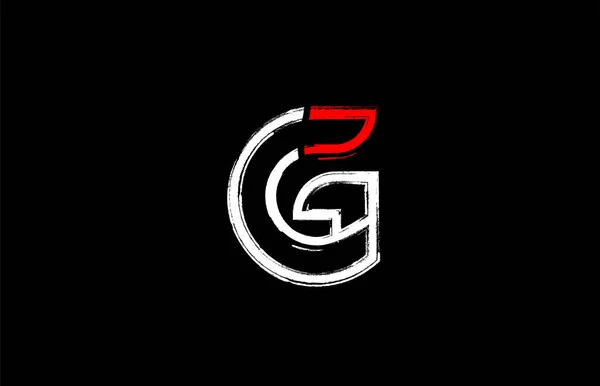 Grunge Alfabe Harf Logo Tasarımı Beyaz Kırmızı Siyah Renklerde Bir — Stok Vektör