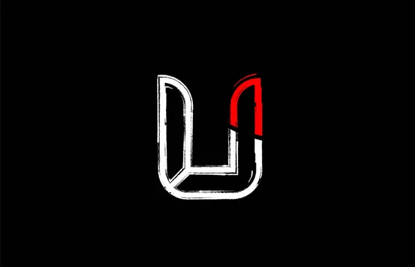 Grunge Alfabetet Bokstaven Logotypdesign Vita Röda Och Svarta Färger Lämpar — Stock vektor