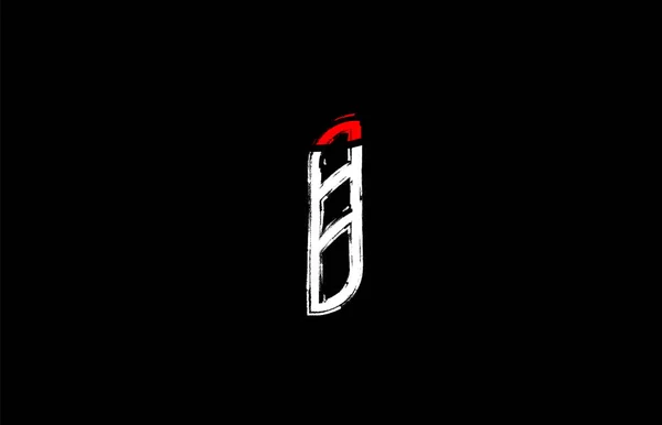 Alfabeto Grunge Número Diseño Logotipo Blanco Rojo Negro Colores Adecuados — Vector de stock