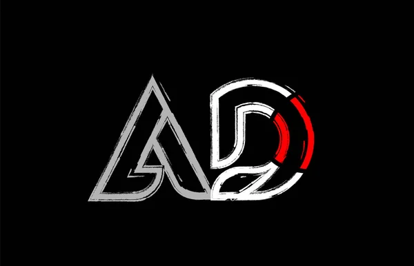 Grunge Alphabet Letter Combination Logo Design White Red Black Colors — Stock Vector