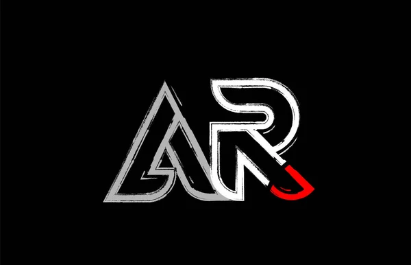 Grunge Alfabe Harf Kombinasyonu Logo Tasarımı Beyaz Kırmızı Siyah Renklerde — Stok Vektör
