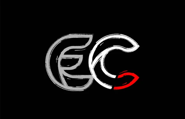 Grunge Alfabe Harf Kombinasyonu Logo Tasarımı Beyaz Kırmızı Siyah Renklerde — Stok Vektör