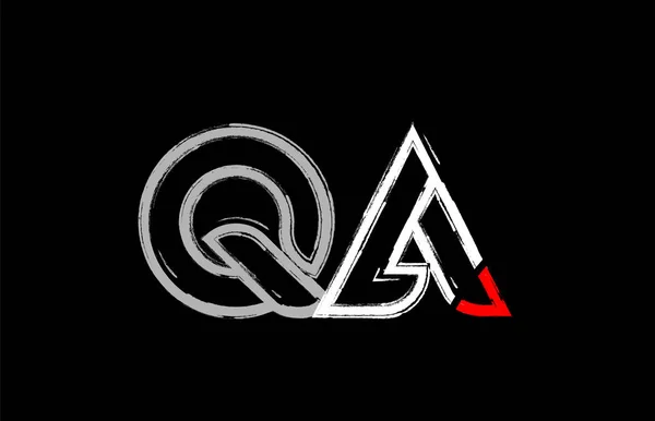 Grunge Alfabeto Letra Combinación Diseño Logotipo Blanco Rojo Negro Colores — Vector de stock