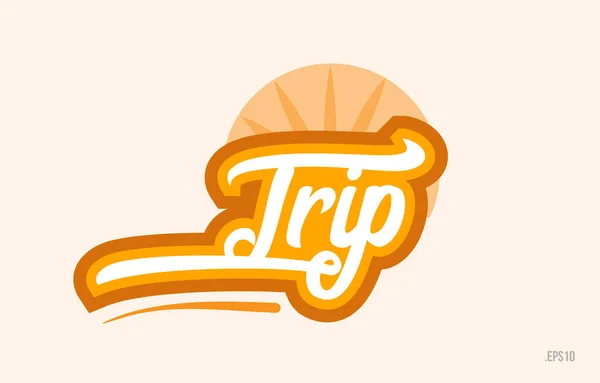 オレンジ色カード アイコンまたは文字体裁のロゴのデザインに適した旅行単語 — ストックベクタ