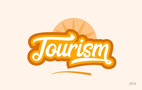 Turism Ord Med Orange Färg Lämplig För Kort Ikon Eller — Stock vektor
