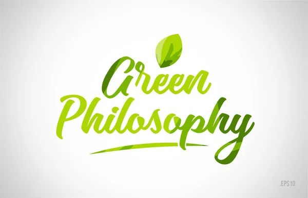 Vert Philosophie Vert Feuille Mot Sur Fond Blanc Adapté Pour — Image vectorielle