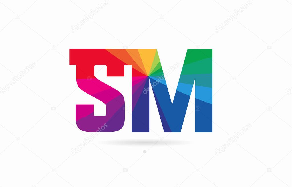 alphabet letter sm s m logo combination design with rainbow colors suitable for a company or business