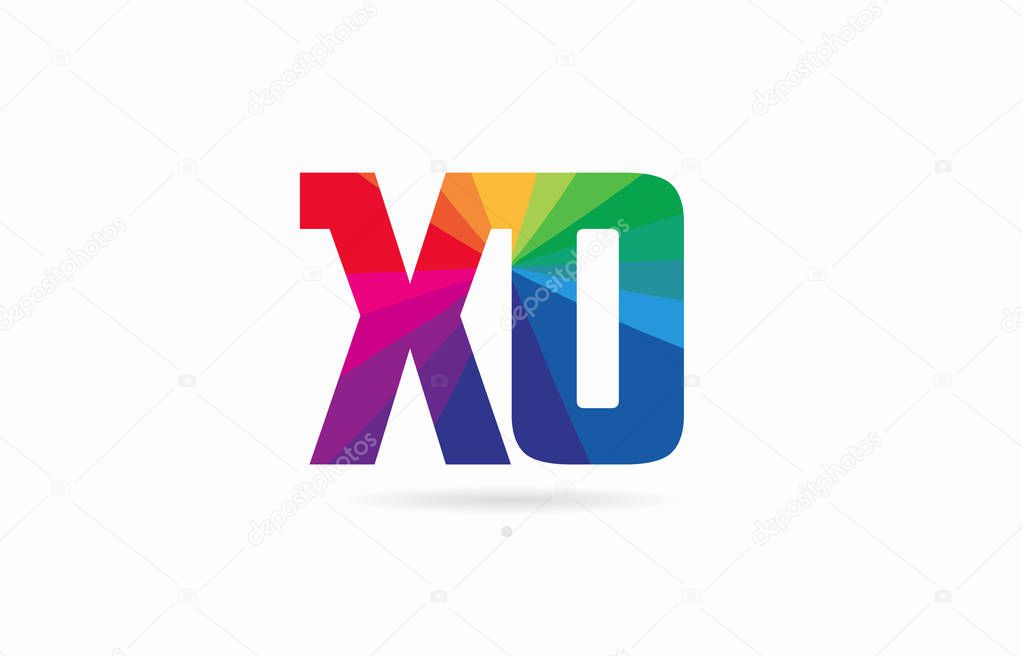 Alphabet letter xo x o logo combination design with rainbow colors suitable for a company or business