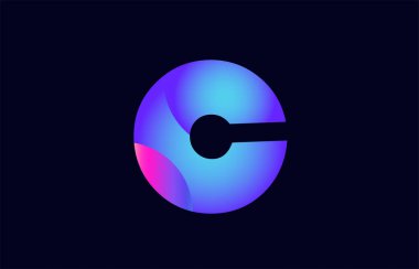 Alfabe harf c pembe mavi degrade renk bir şirket ya da iş için bir logo olarak uygun tasarım