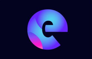 Alfabe harf e pembe mavi degrade renk bir şirket ya da iş için bir logo olarak uygun tasarım