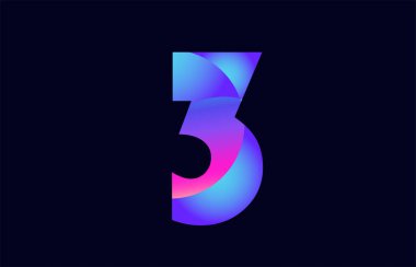 Tasarımını numara 3 pembe mavi degrade renk bir şirket ya da iş için bir logo olarak uygun