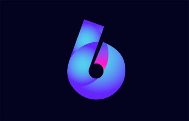 Tasarımını numara 6 Pembe Mavi degrade renk bir şirket ya da iş için bir logo olarak uygun