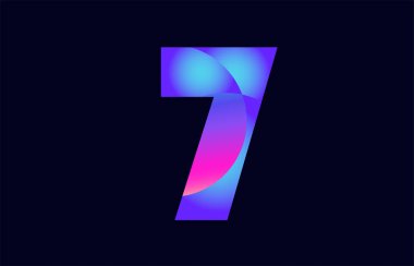 Tasarımını numara 7 pembe mavi degrade renk bir şirket ya da iş için bir logo olarak uygun