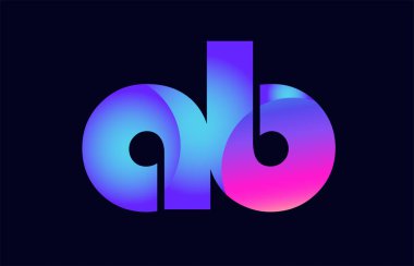 Alfabe harf kombinasyonu AB bir b pembe mavi degrade renk bir şirket ya da iş için bir logo olarak uygun tasarım