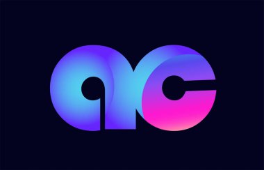 Alfabe harf kombinasyonu AC bir c pembe mavi degrade renk bir şirket ya da iş için bir logo olarak uygun tasarım