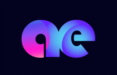 Alfabe harf kombinasyonu ae bir e pembe mavi degrade renk bir şirket ya da iş için bir logo olarak uygun tasarım