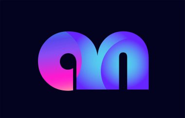 Alfabe harf kombinasyonu tasarımını bir bir n pembe mavi degrade renk bir şirket ya da iş için bir logo olarak uygun