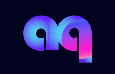 Alfabe harf kombinasyonu aq bir q pembe mavi degrade renk bir şirket ya da iş için bir logo olarak uygun tasarım