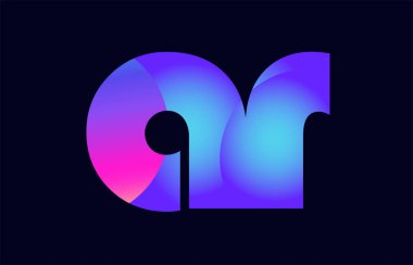 Alfabe harf kombinasyonu ar bir r pembe mavi degrade renk bir şirket ya da iş için bir logo olarak uygun tasarım